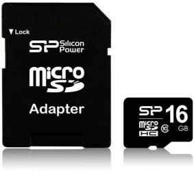 Silicon Power 16GB microSDHC Class 10 + adapterrel